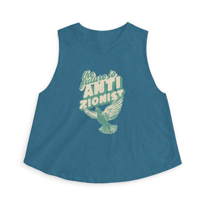 The Future is Anti-Zionist Dove Racerback Cropped Tank Top