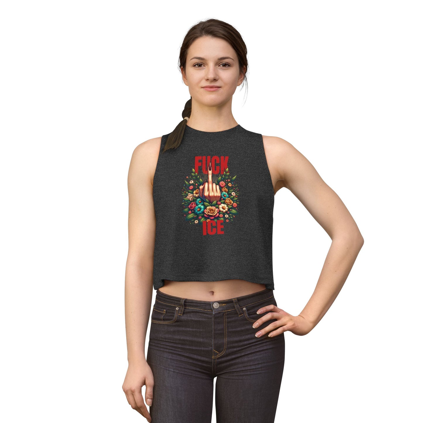 Fuck ICE Racerback Cropped Tank Top