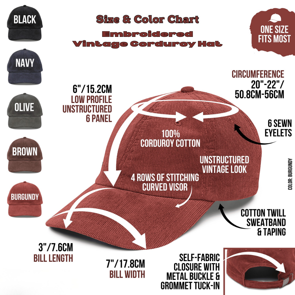 DISOBEY Corduroy Embroided Hat