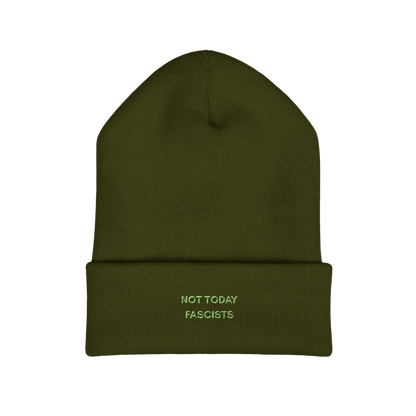 Not Today Fascists Embroidered Beanie Hat