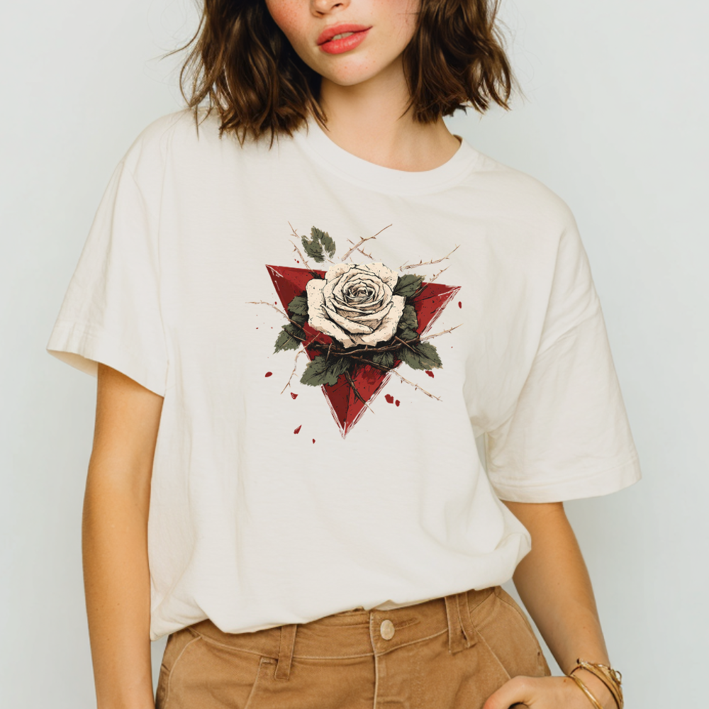 Red Triangle with Rose Palestine Tshirt