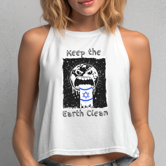 Keep the Earth Clean Racerback Cropped Tank Top