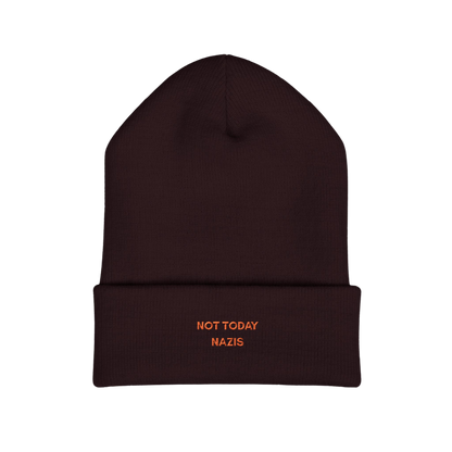 Not Today Nazis Embroidery Beanie Hat