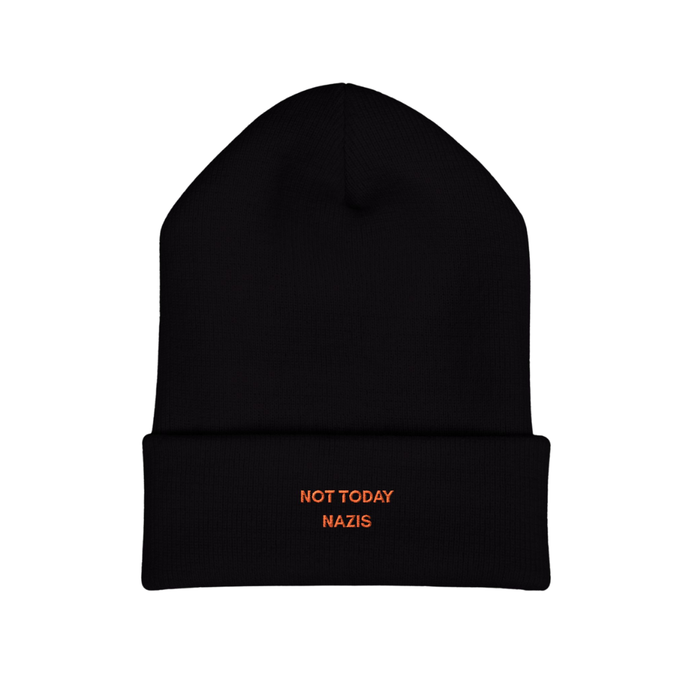 Not Today Nazis Embroidery Beanie Hat